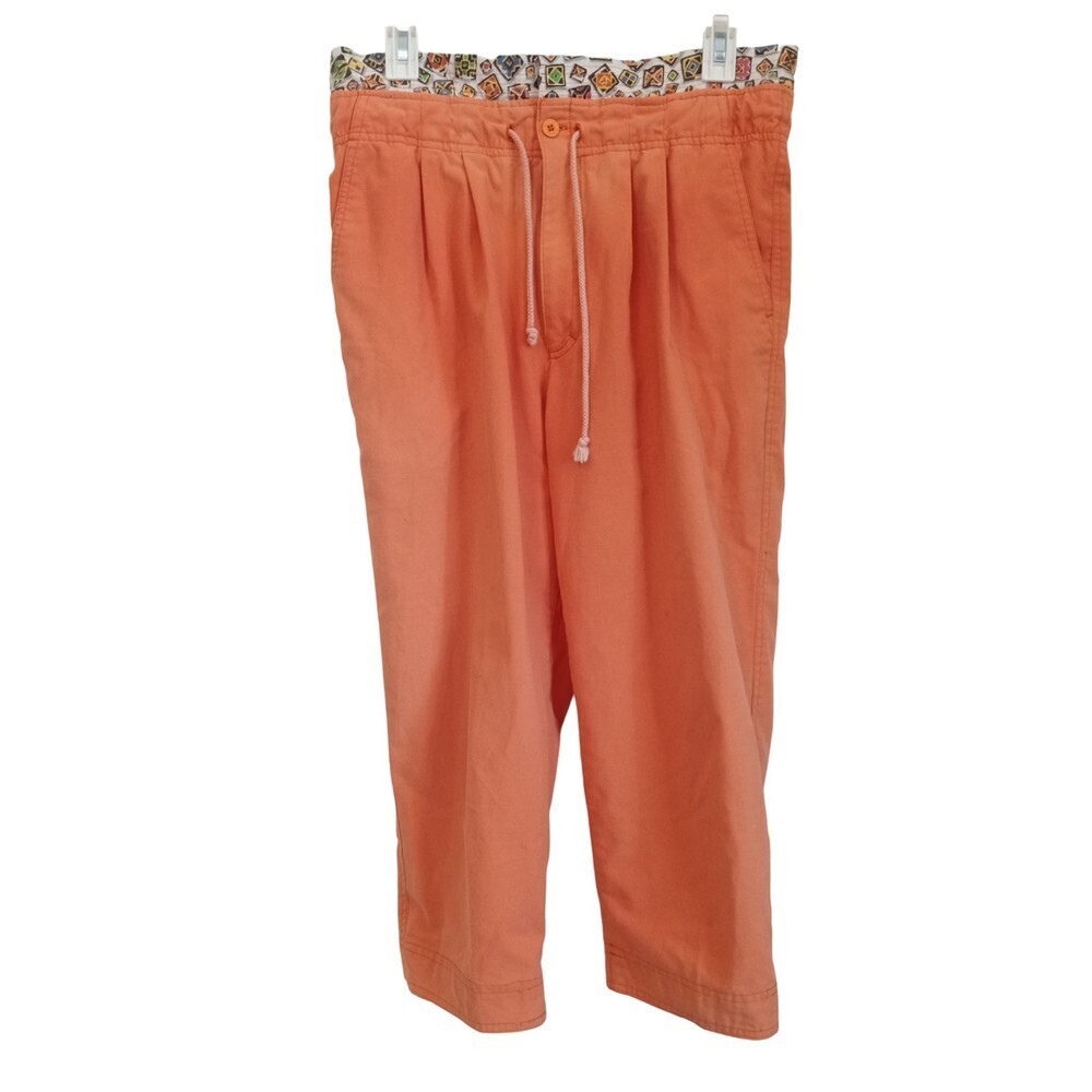 Gitano Vintage orange and multi color drawstring straight leg pants